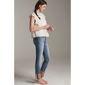 Pilcro High-Rise Satin-Trimmed Straight Jeans(29 long)